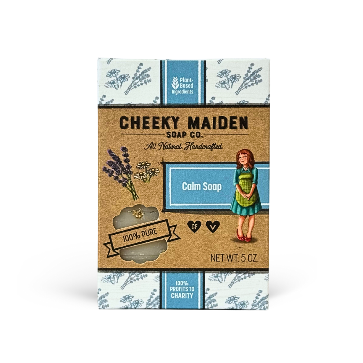 Cheeky Maiden Soap Co. Calm Soap packaging on a white background