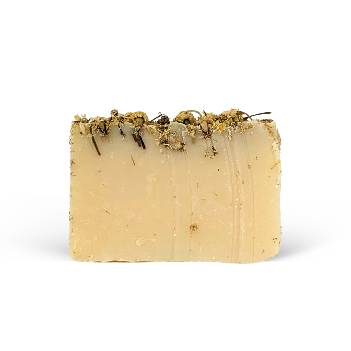 Bar of soap with natural ingredients on a white background