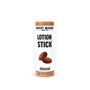 Lotion stick packaging with 'Cheeky Maiden Soap Co.' branding on a white background