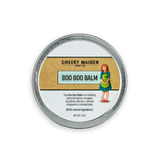 Boo Boo Balm container with 'Cheeky Maiden Soap Co.' label on a white background