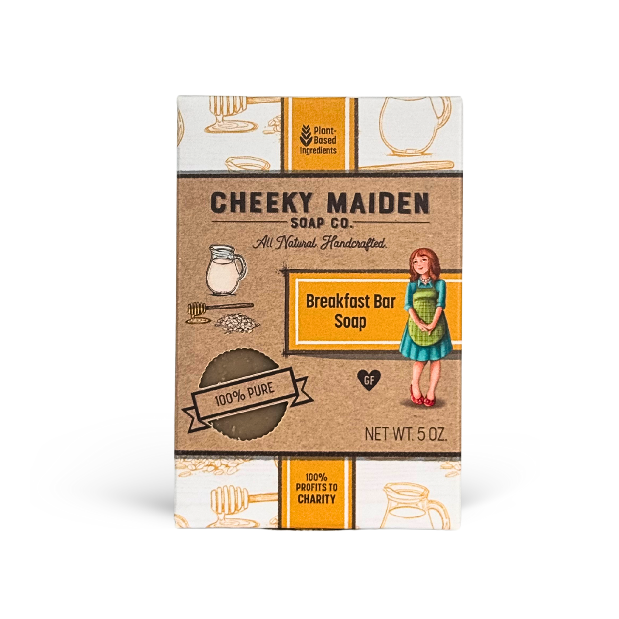 Cheeky Maiden Soap Co. Breakfast Bar Soap packaging on a white background