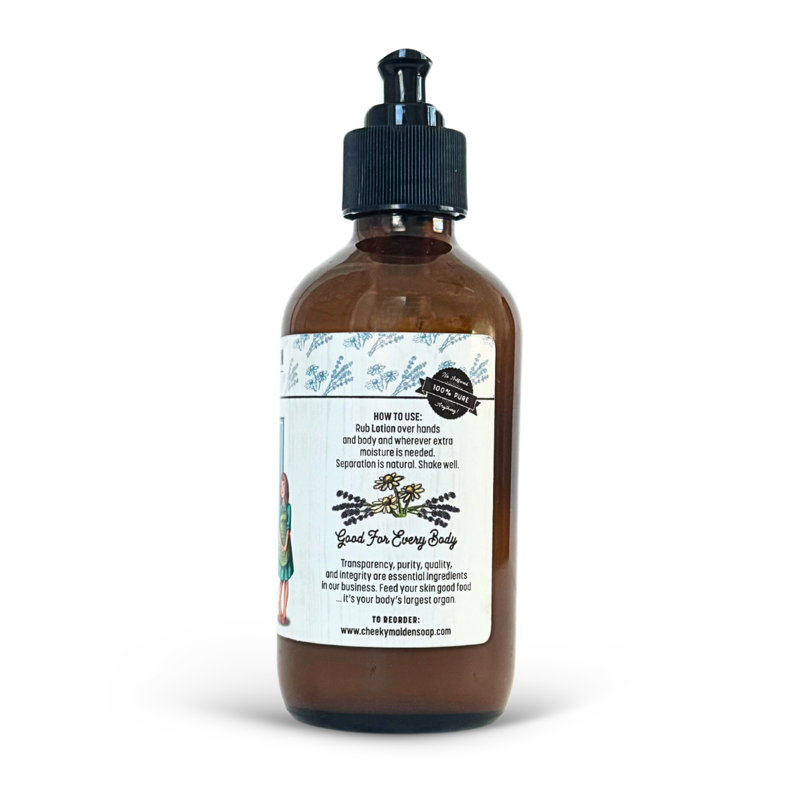 Brown glass bottle with a black cap on a white background