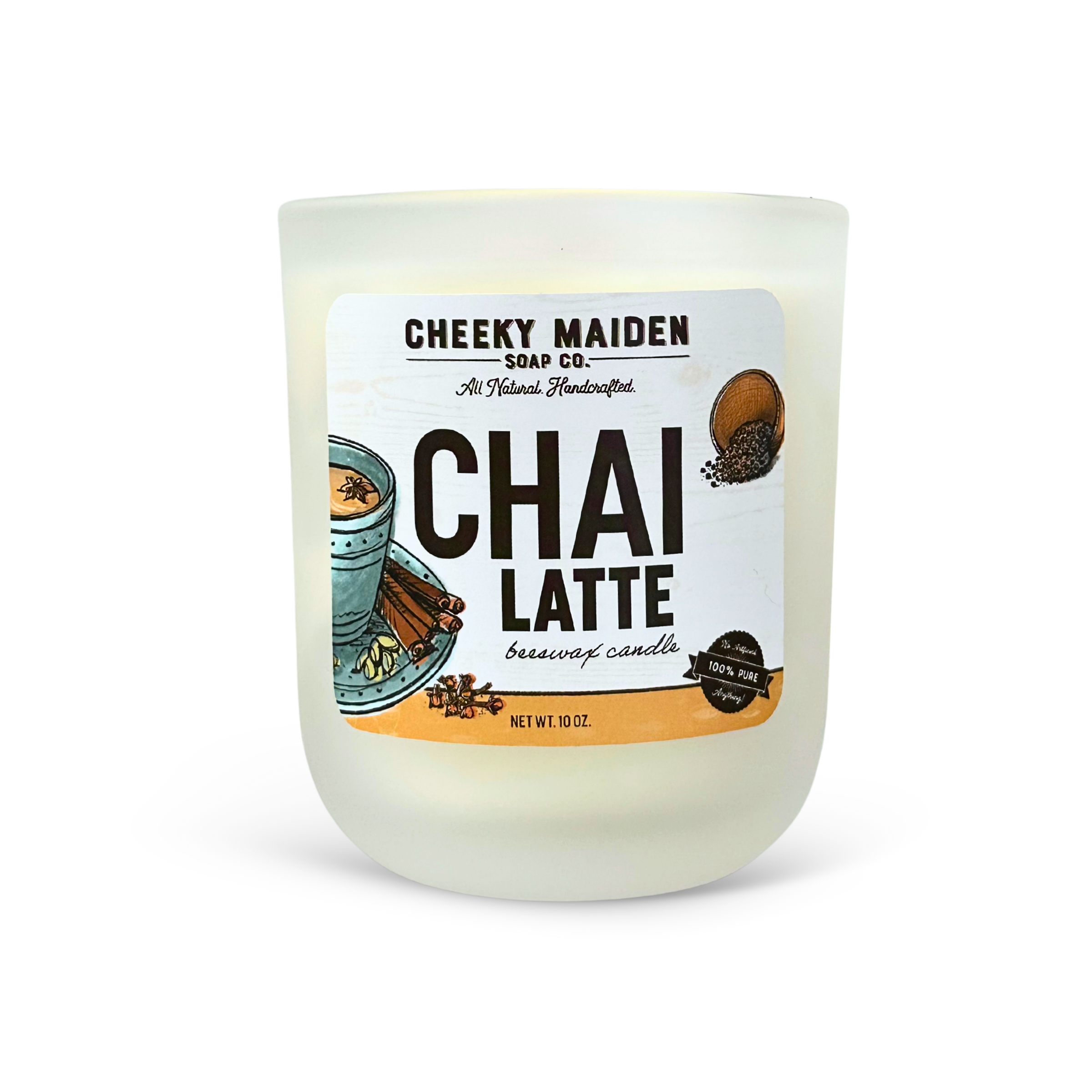 Cheeky Maiden Soap Co. Chai Latte candle on a white background
