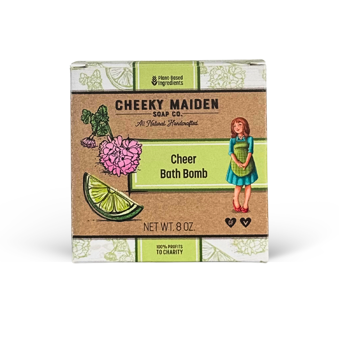 Cheeky Maiden Soap Co. Cheer Bath Bomb packaging on a white background