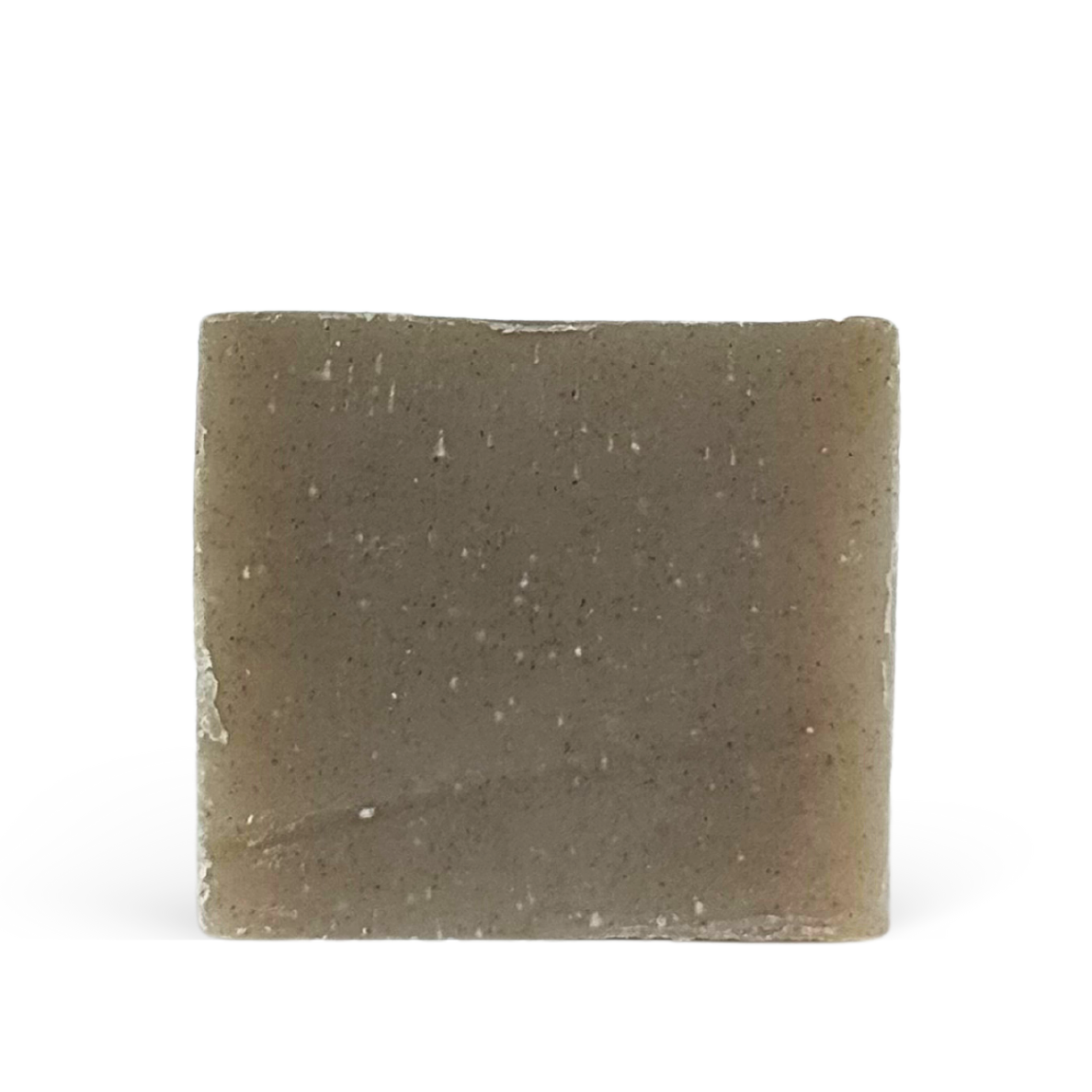 Square bar of soap with a textured surface on a white background