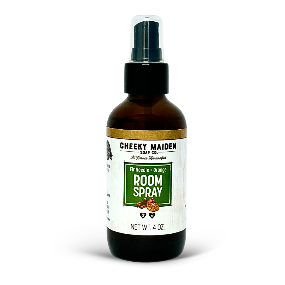 Room spray bottle with label on a white background