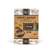 Cheeky Maiden Soap Co. coffee soap packaging on a white background