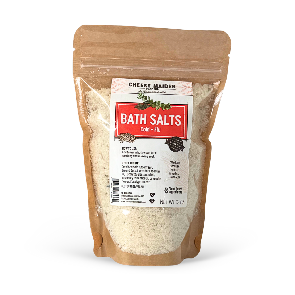 Bag of Cheeky Maiden Bath Salts on a white background