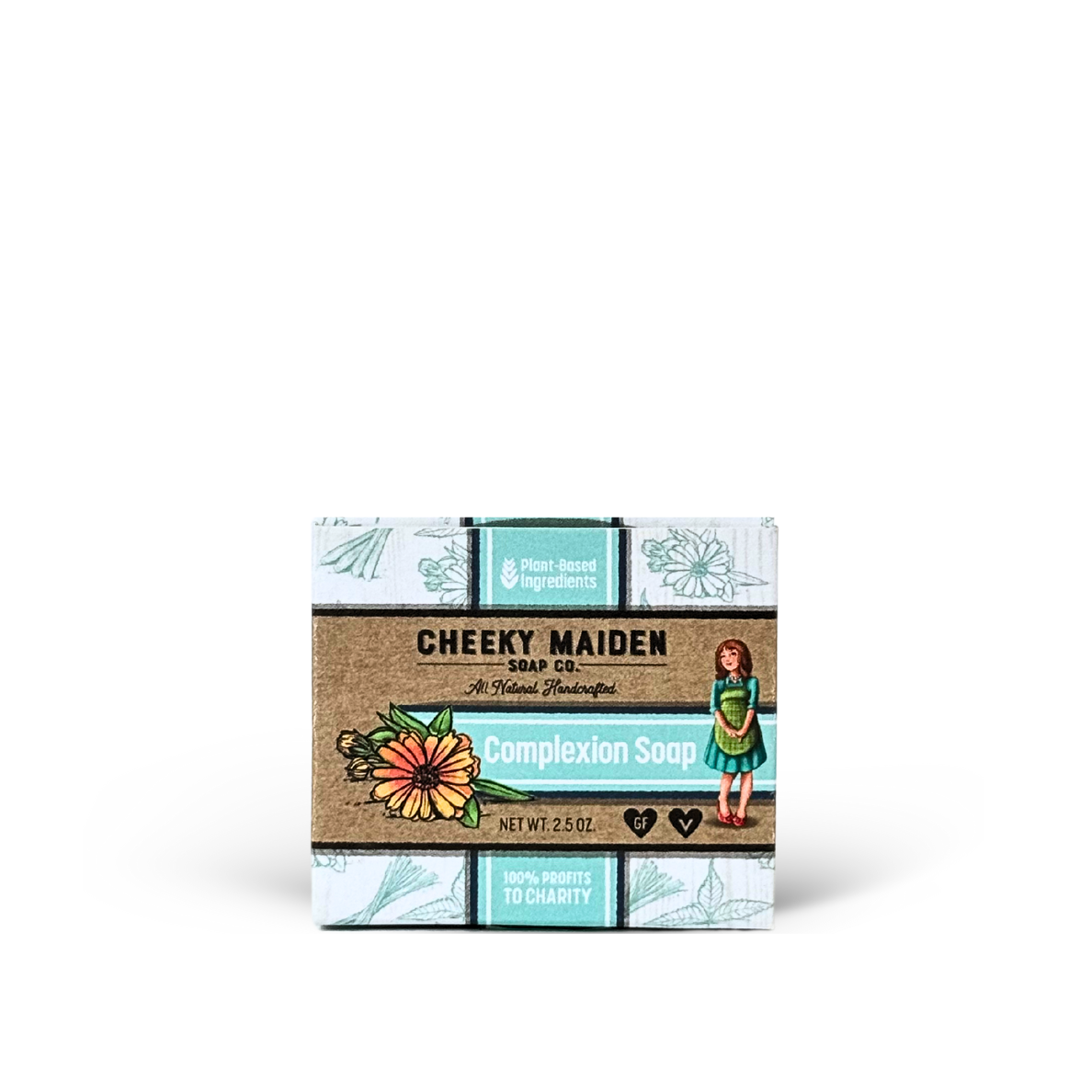 Box of Cheeky Maiden Soap Co. Complexion Soap on a white background