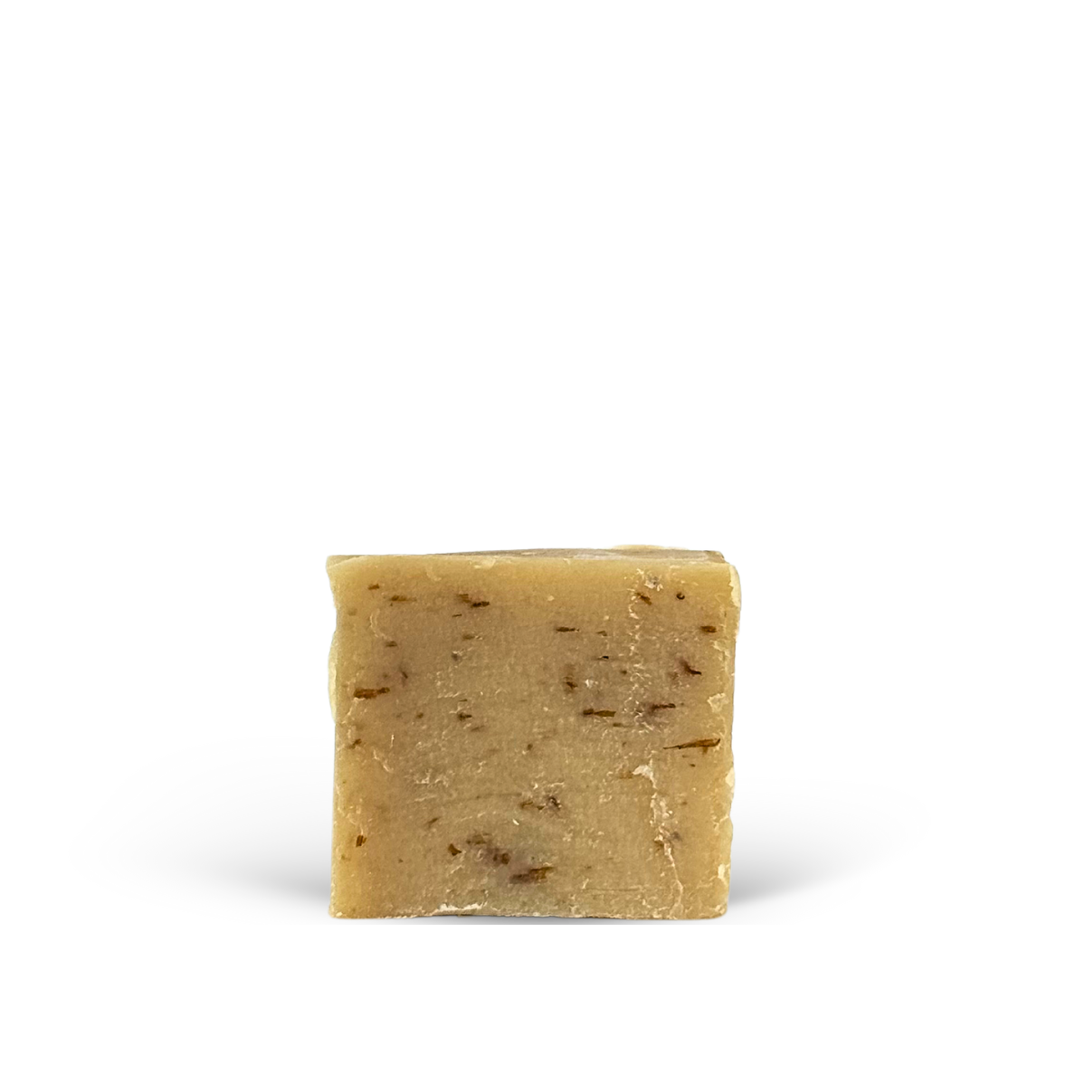 Bar of soap with visible texture on a white background