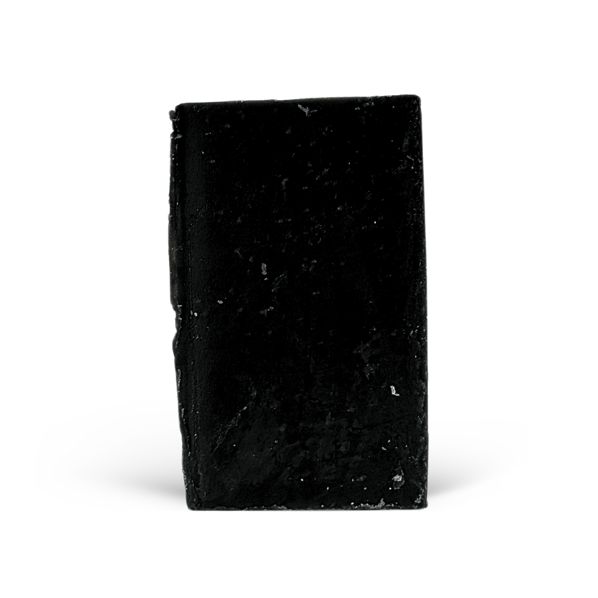 Black rectangular soap on a white background