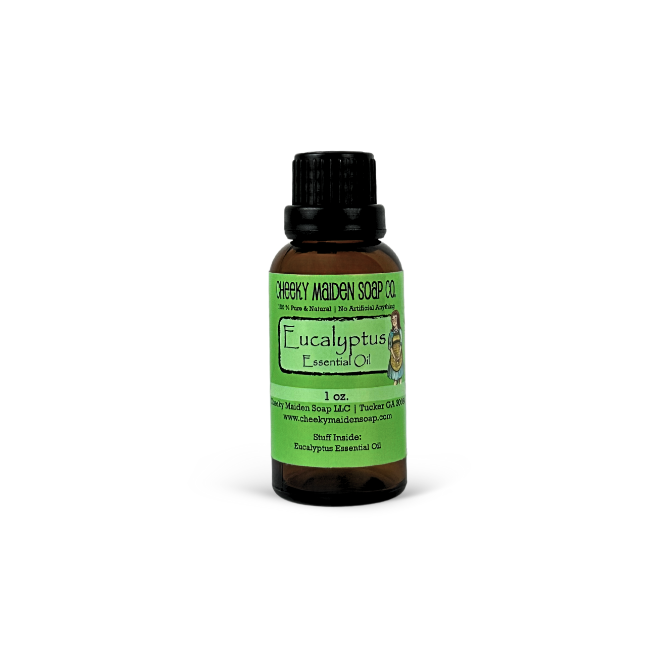 Bottle of Eucalyptus Essential Oil on a white background