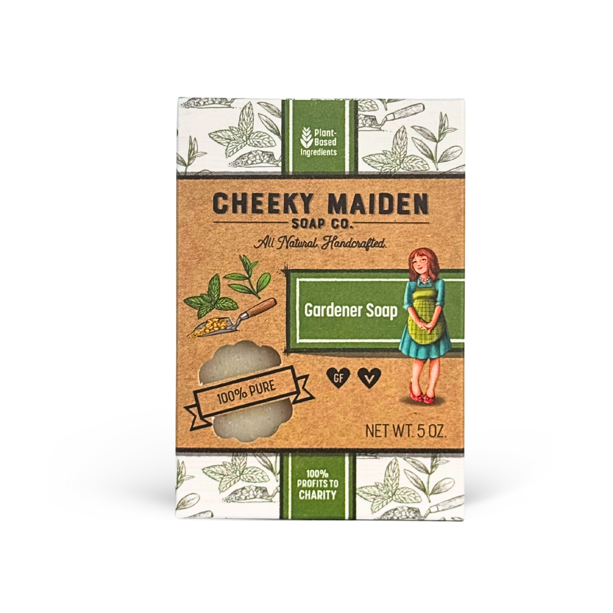 Box of Cheeky Maiden Soap Co. Gardener Soap on a white background