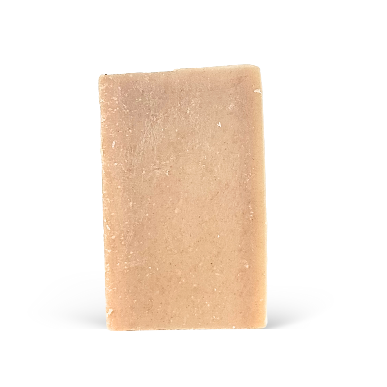 Beige bar of soap on a white background