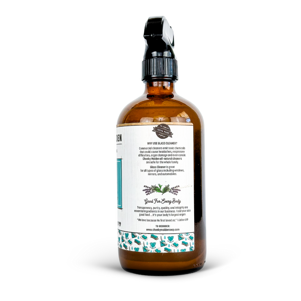 Brown glass bottle with a label on a white background