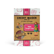 Cheeky Maiden Soap Co. packaging with branding and product details on a white background