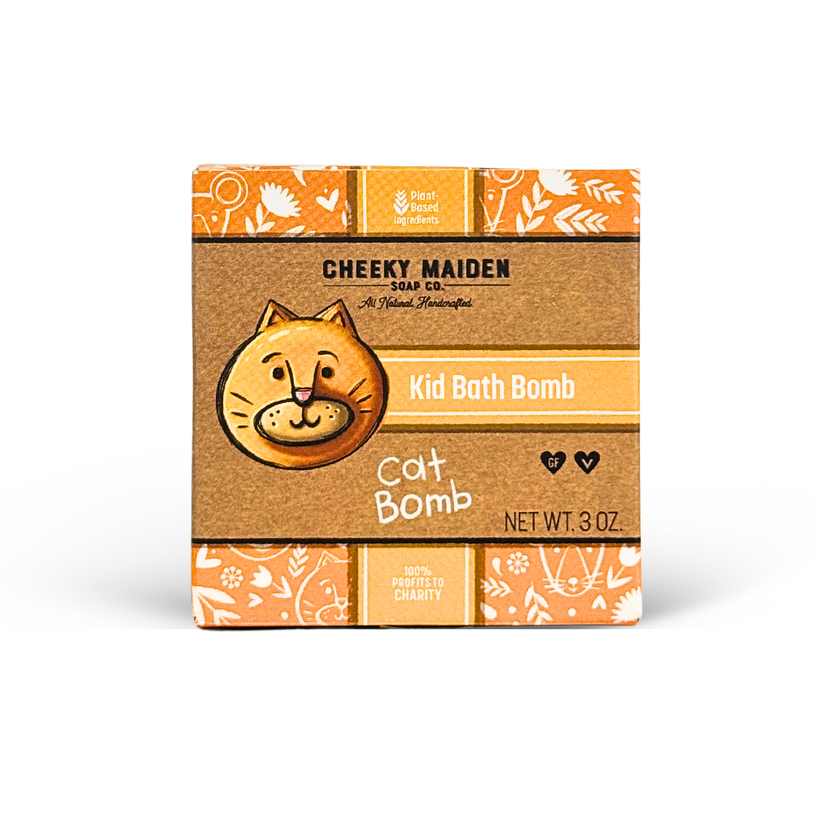 Box of Cheeky Maiden Soap Co. Cat Bomb bath bomb on a white background