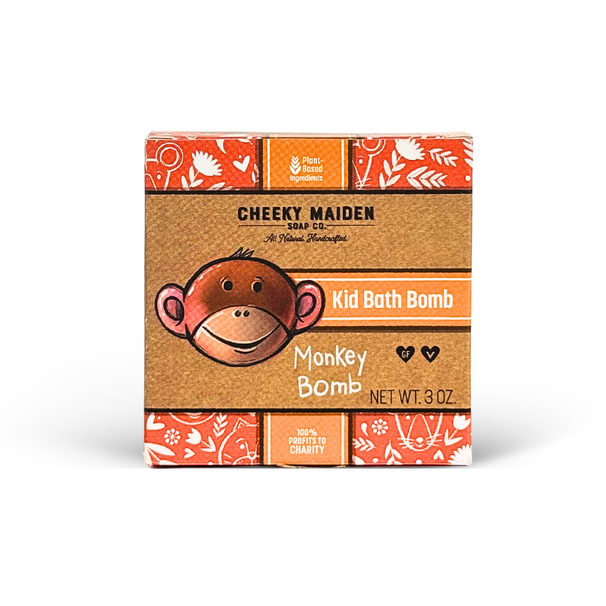 Box of Cheeky Maiden Kid Bath Bomb with monkey design on a white background