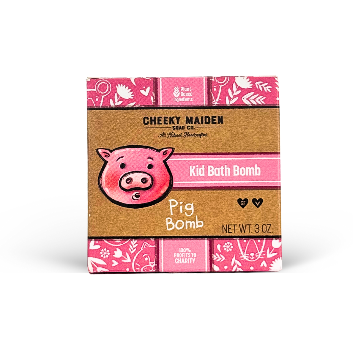 Box of Cheeky Maiden Kid Bath Bomb Pig Bomb on a white background