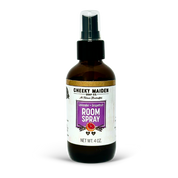 Room spray bottle with a label on a white background