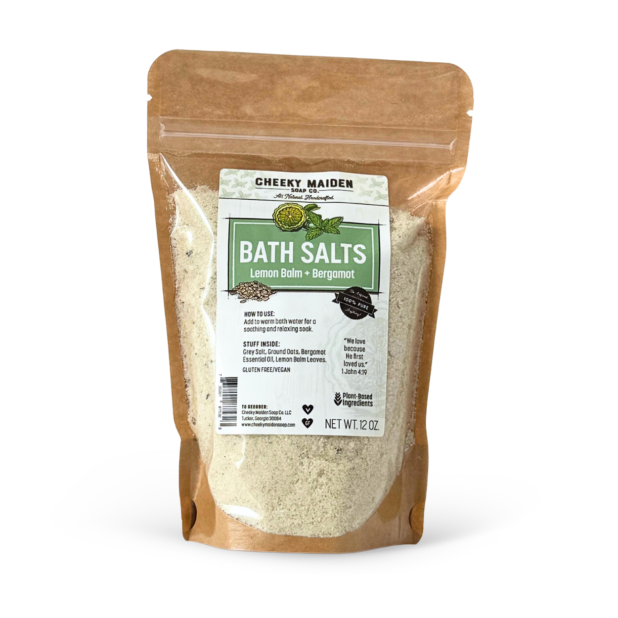 Package of Cheeky Maiden bath salts with a white background