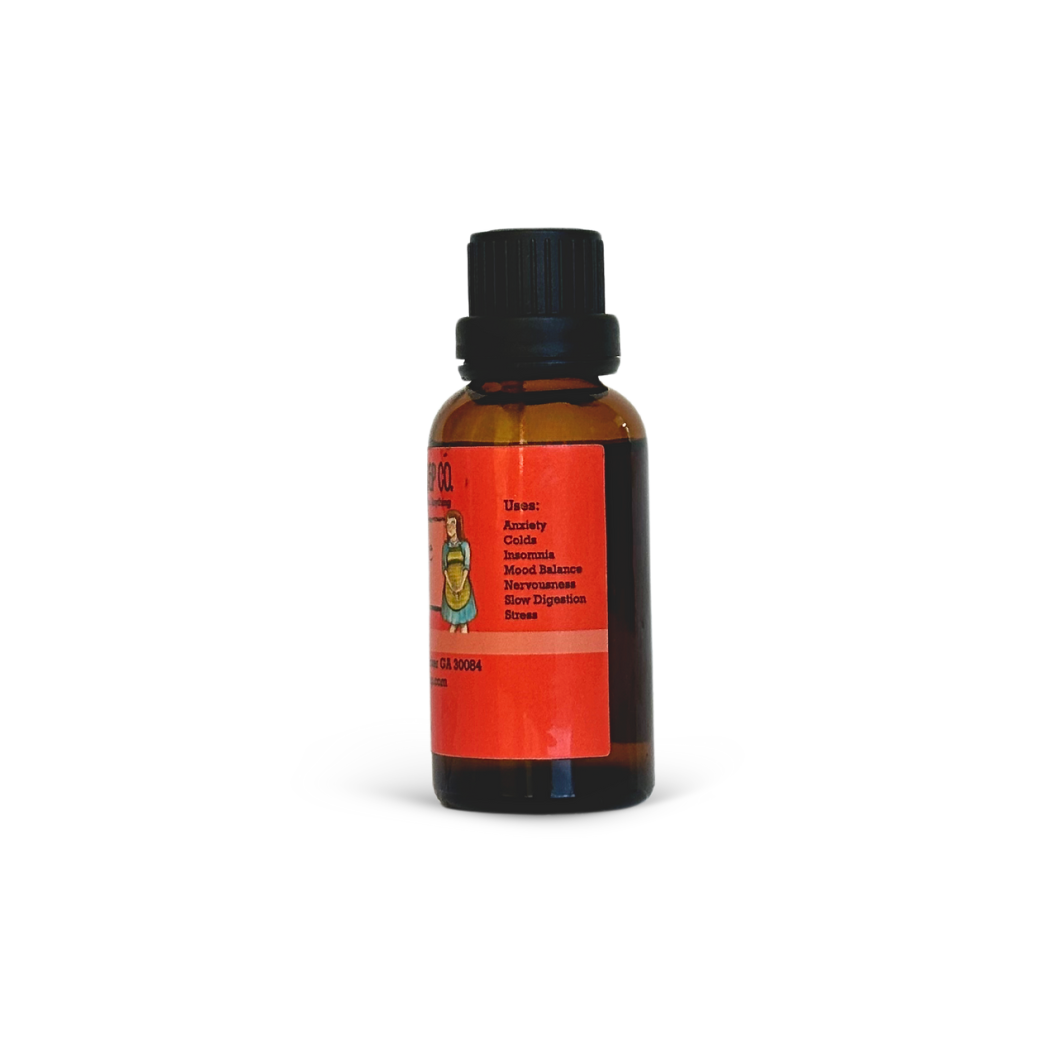 Bottle with a red label on a white background