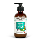 Cheeky Maiden Soap Co. Peppermint + Lavender Lotion bottle on a white background