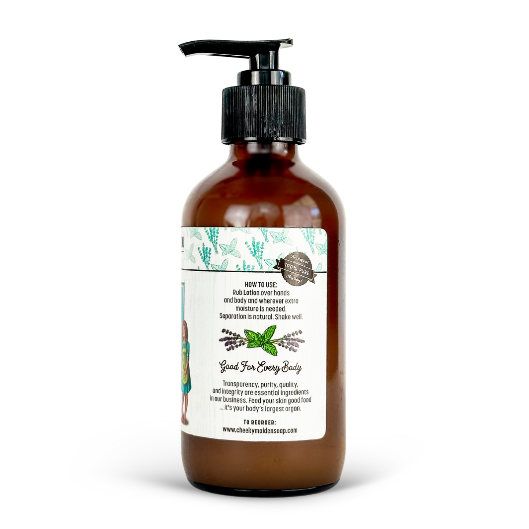Brown bottle with pump and label on a white background