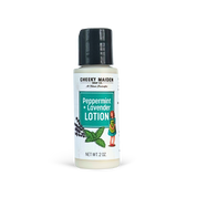 Bottle of Cheeky Maiden Peppermint + Lavender Lotion on a white background