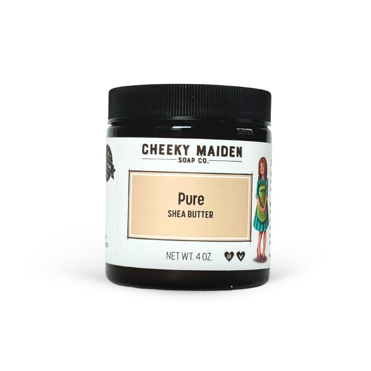 Jar of Cheeky Maiden Soap Co. Pure Shea Butter on a white background