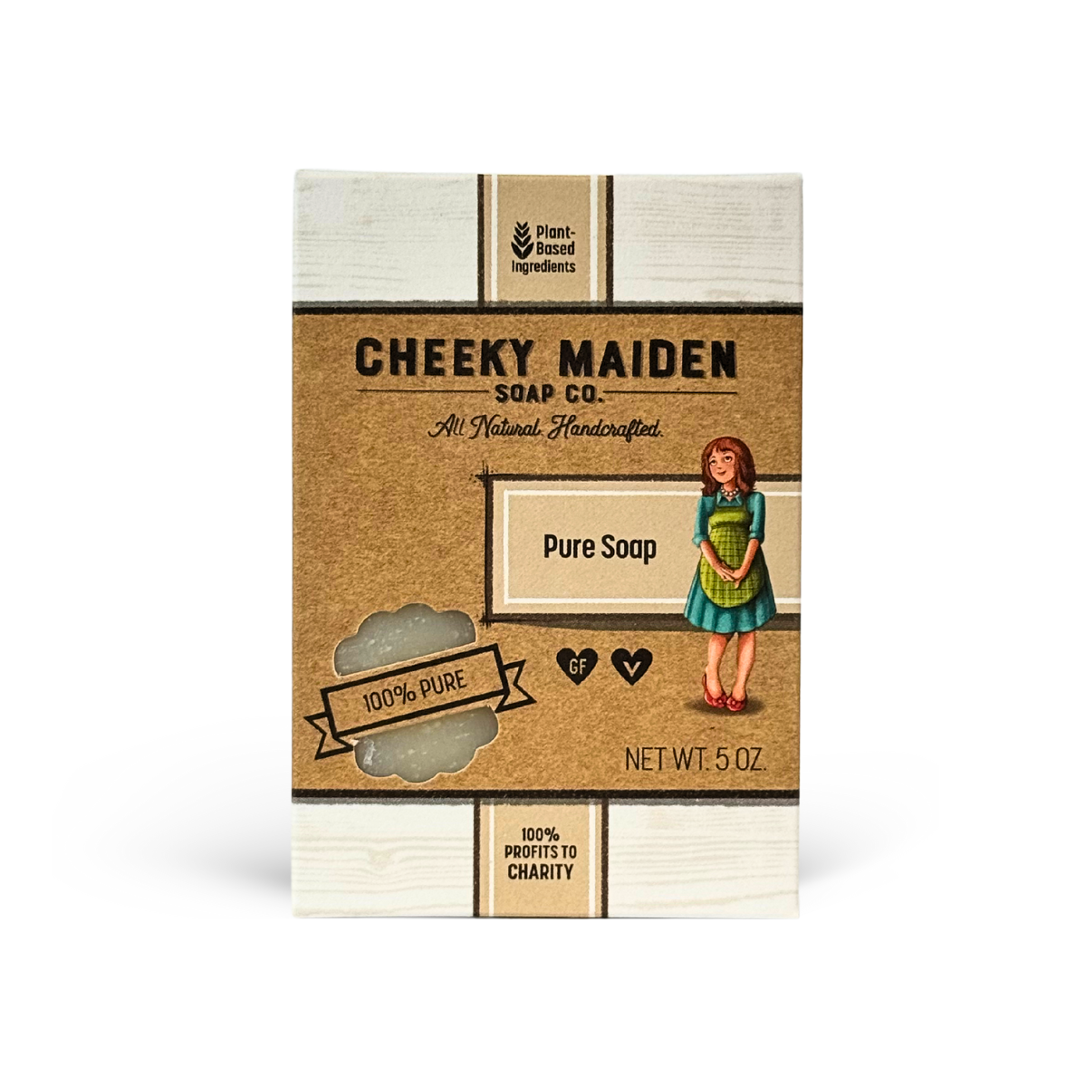 Box of Cheeky Maiden Soap Co. pure soap on a white background