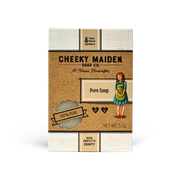 Box of Cheeky Maiden Soap Co. pure soap on a white background