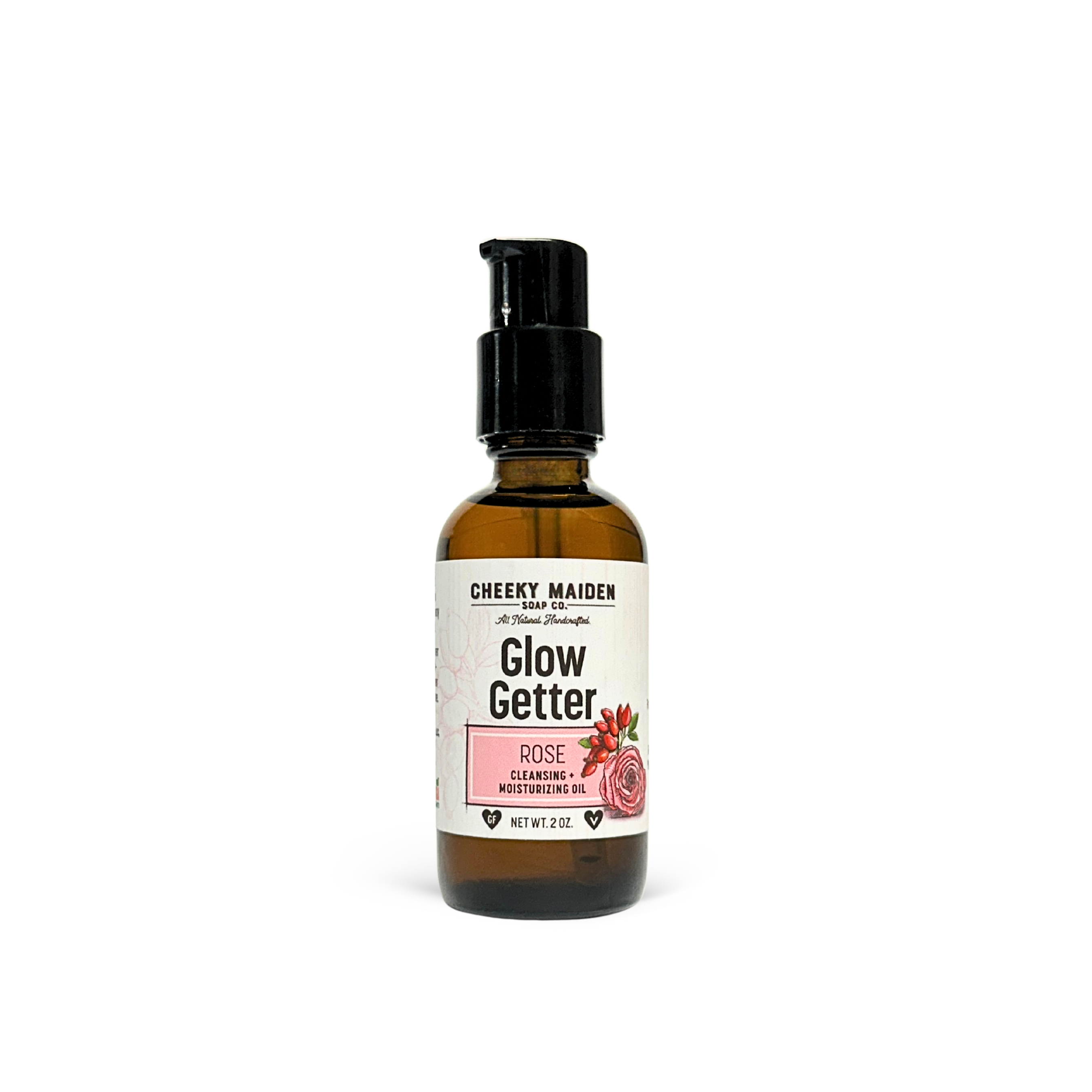 Bottle of 'Glow Getter' with a label on a white background