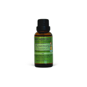 Bottle of Rosemary Essential Oil on a white background