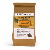 Cheeky Maiden Laundry Soap package with rosemary and orange design on a white background