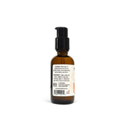 Brown bottle with pump and label on a white background