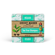 Cheeky Maiden Soap Co. Tea Tree Shampoo bar packaging on a white background