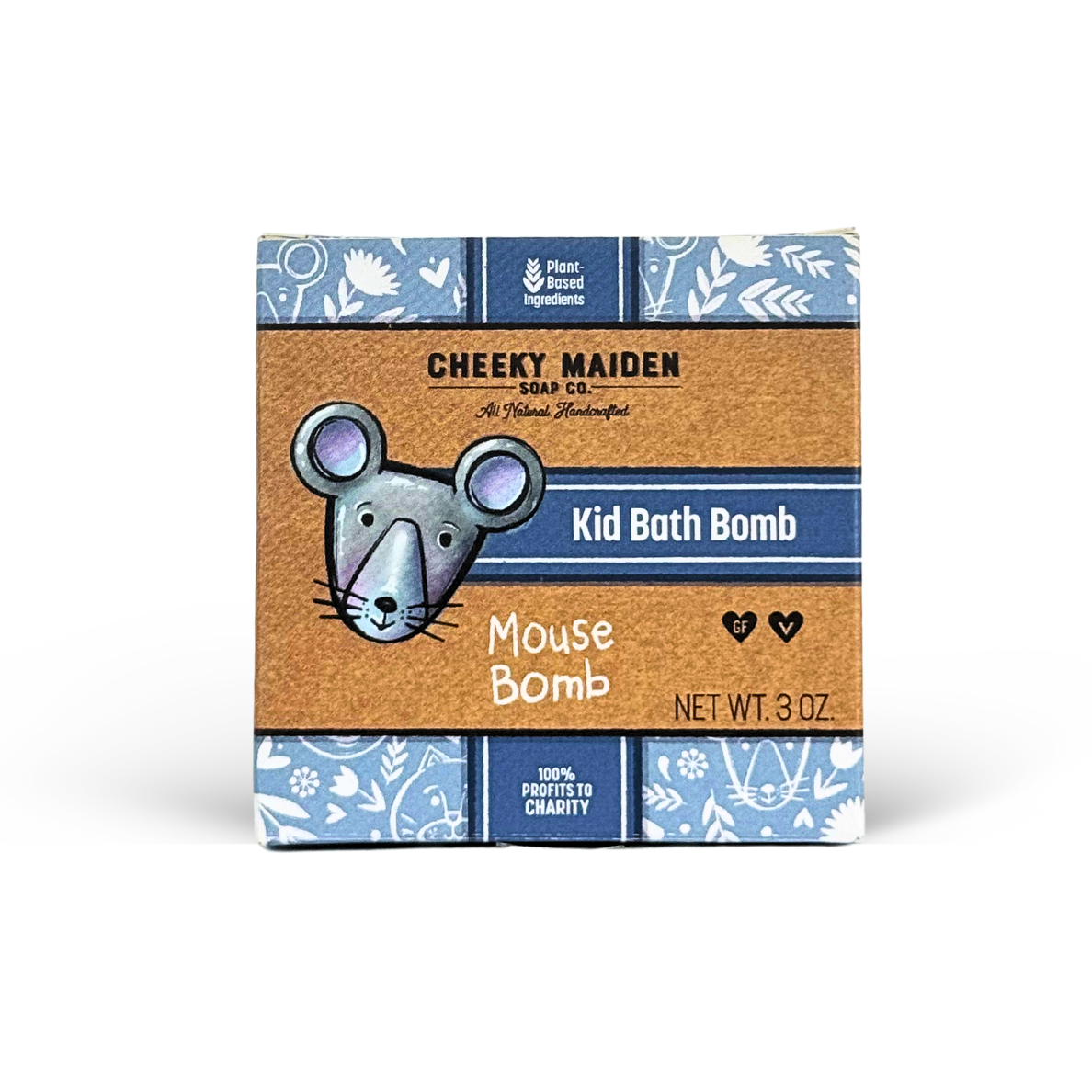 Box of 'Mouse Bomb' bath bomb from Cheeky Maiden Soap Co. on a white background